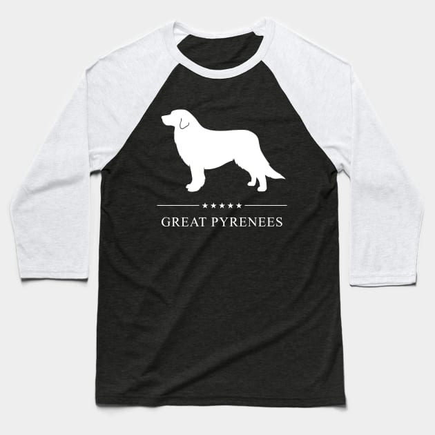 Great Pyrenees Dog White Silhouette Baseball T-Shirt by millersye